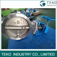 High Temp Wafer Lug Type Modulating Butterfly Valve Worm Gear Stainless Steel