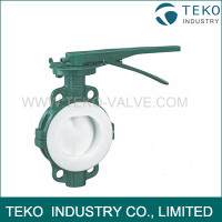 Centerlined Body PTFE Coated Wafer Connection PTFE Lined Butterfly Valve Centerlined Body PTFE Coated Wafer Connection PTFE Lined Butterfly Valve