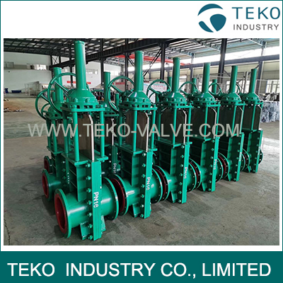 Double Flange Mining Knife Gate Valve Bi - Directional Seal Full Port Air Operated