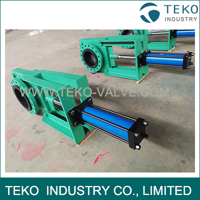 Heavy Duty Pneumatic Knife Valve Pneumatic Slurry Rubber Lined NR Sleeve Stainless Steel