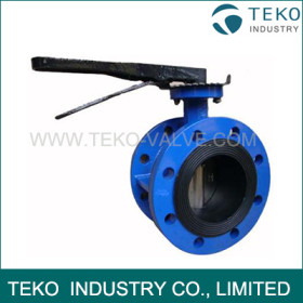 DIN JIS Cast Iron DIN-122F Double Flange Lock Lever Soft Seated Butterfly Valve